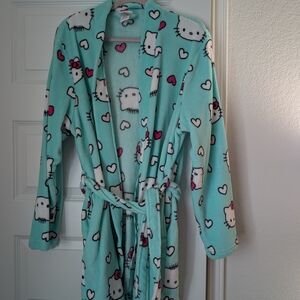 Hello Kitty Turquoise Robe with Heart Print